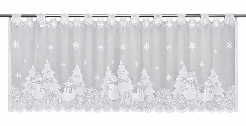 Scheibengardine Weihnachtsbaum Schneemann weiß HxB 50x140cm 2373
