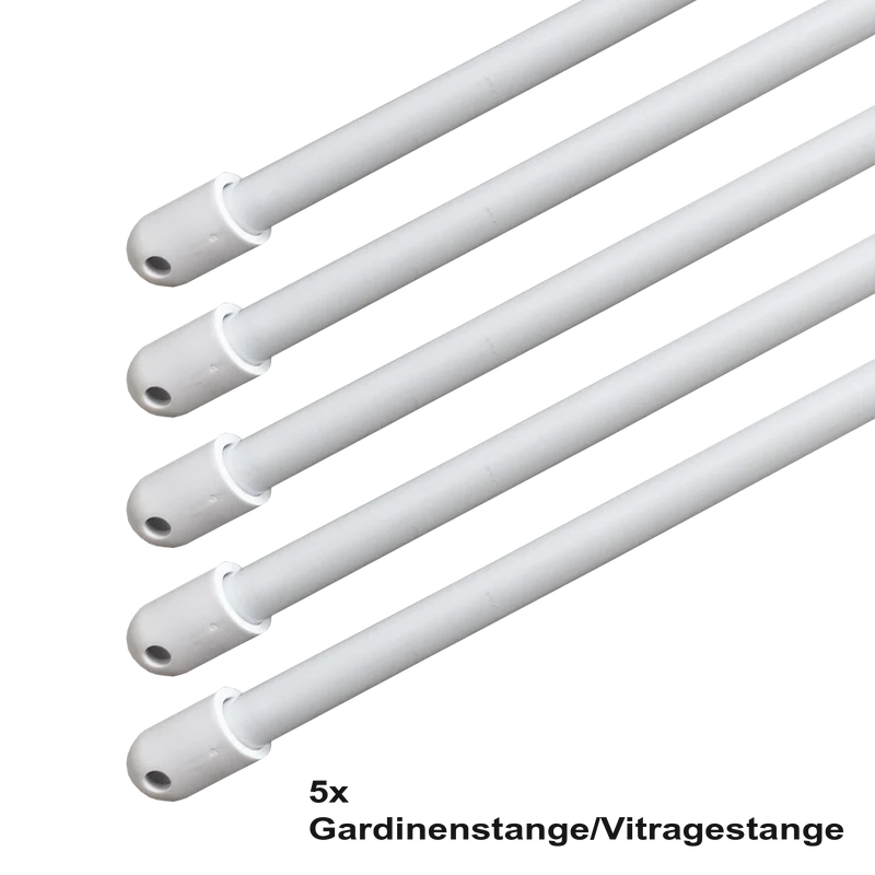 5er-Set Gardinenstangen / Vitragestangen ausziehbar – Weiß