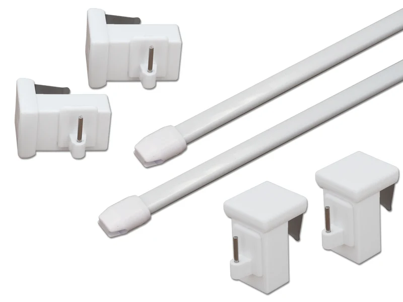 2x Gardinenstange Bali ausziehbar mit Fensterhaken 10–27 mm