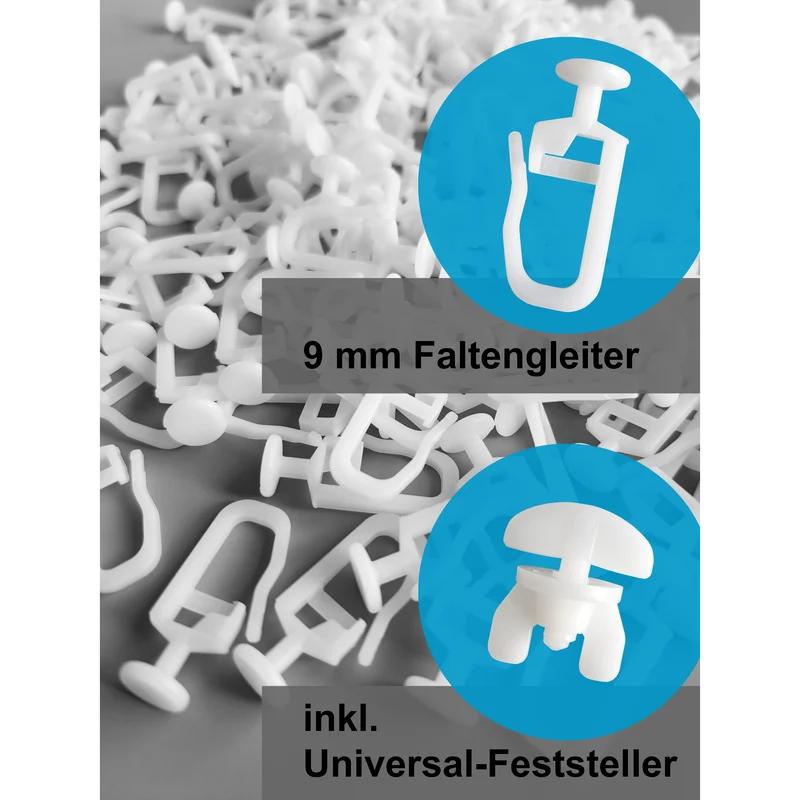 9 mm Faltengleiter mit Universal-Feststeller – Komplettset