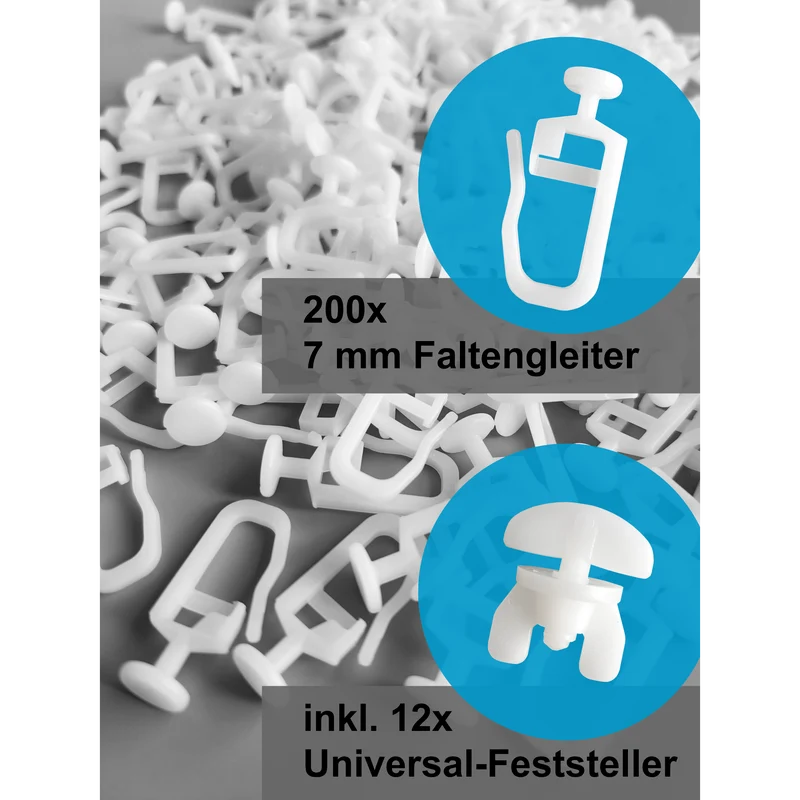 7 mm Faltengleiter mit Universal-Feststeller – Komplettset