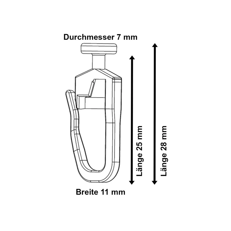 7 mm Faltengleiter mit verschließbarem Faltenlegehaken
