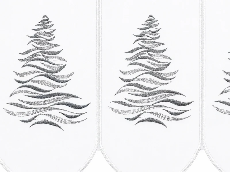 nach Maß Scheibengardine Weihnachtsbaum silber / grau Höhe 50cm
