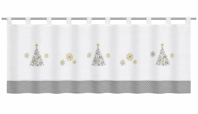 Scheibengardine Schlaufen bestickt Weihnachtsbaum Sterne HxB 47x140cm