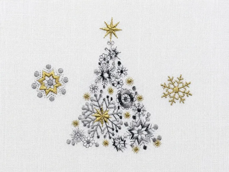 Scheibengardine Schlaufen bestickt Weihnachtsbaum Sterne HxB 47x140cm
