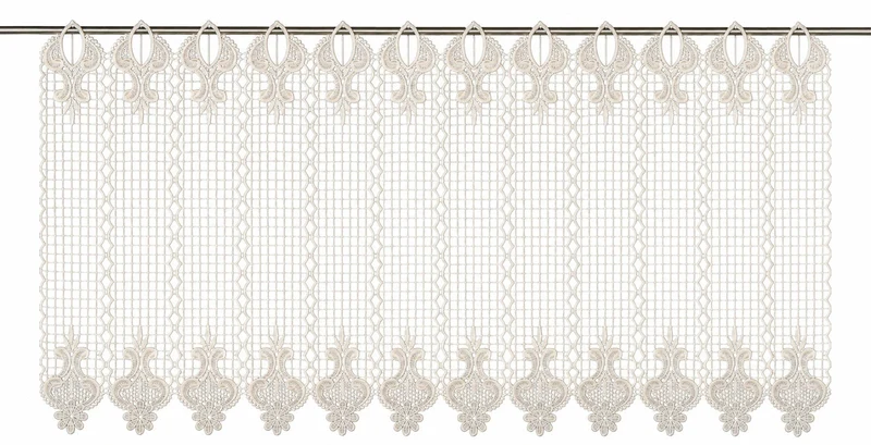 nach Maß Scheibengardine Häkeloptik creme Höhe 45/60cm 223