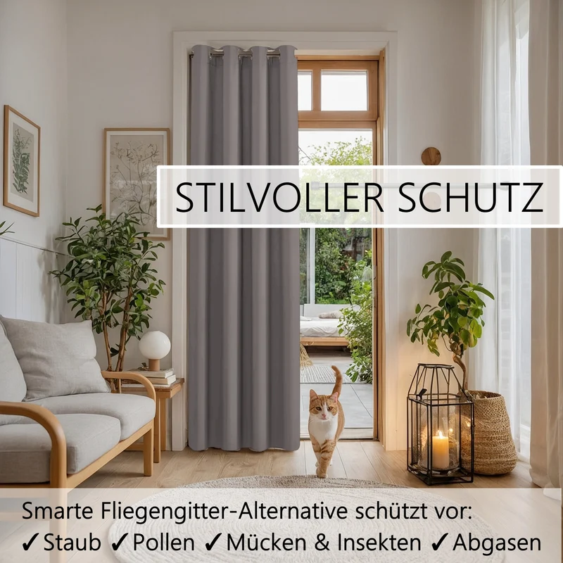 Türvorhang & Klemmstange weiß