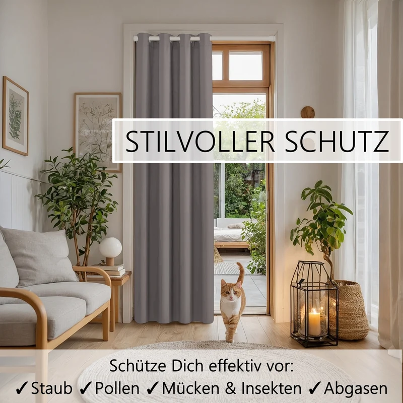 Türvorhang & Klemmstange weiß