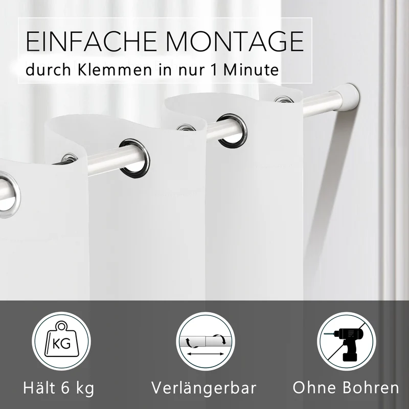 Türvorhang & Klemmstange weiß