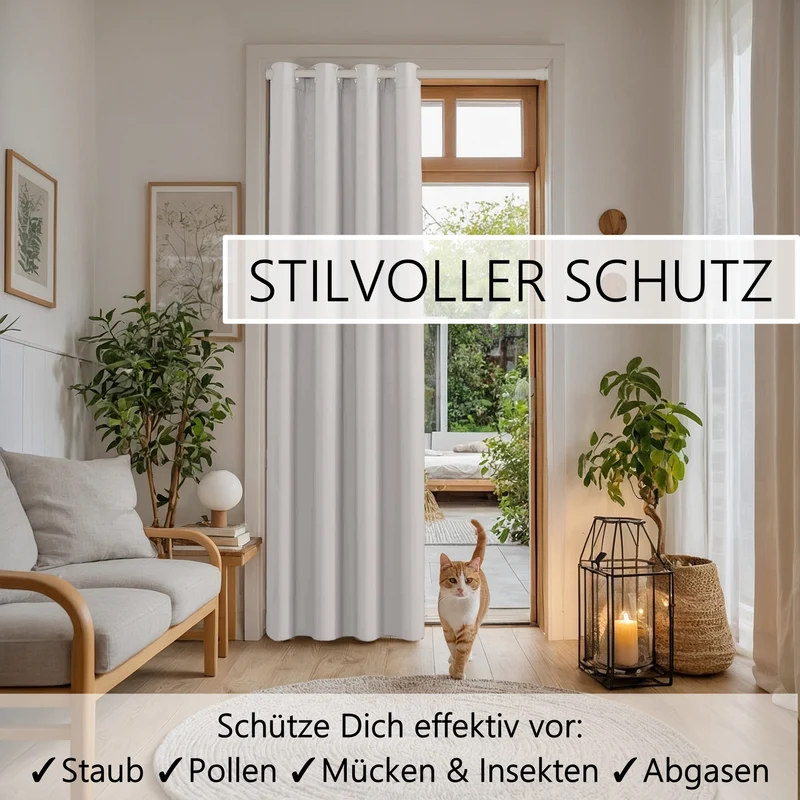 Türvorhang & Klemmstange weiß