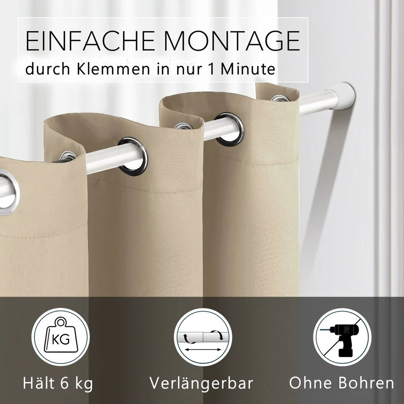 Türvorhang & Klemmstange weiß