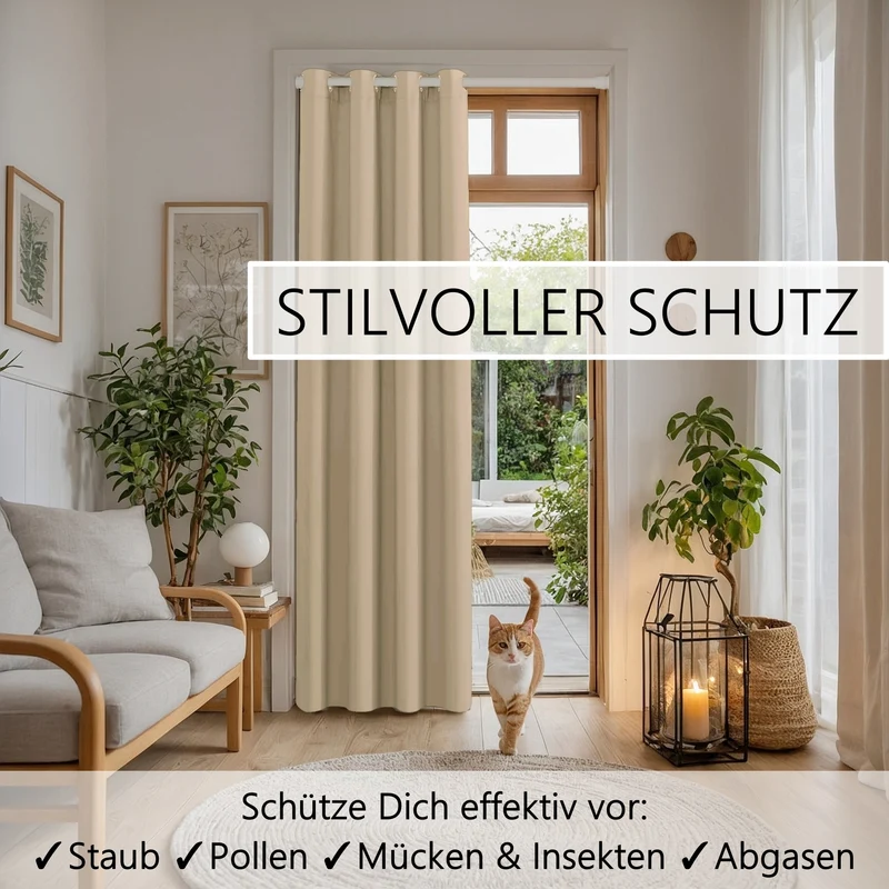 Türvorhang & Klemmstange weiß