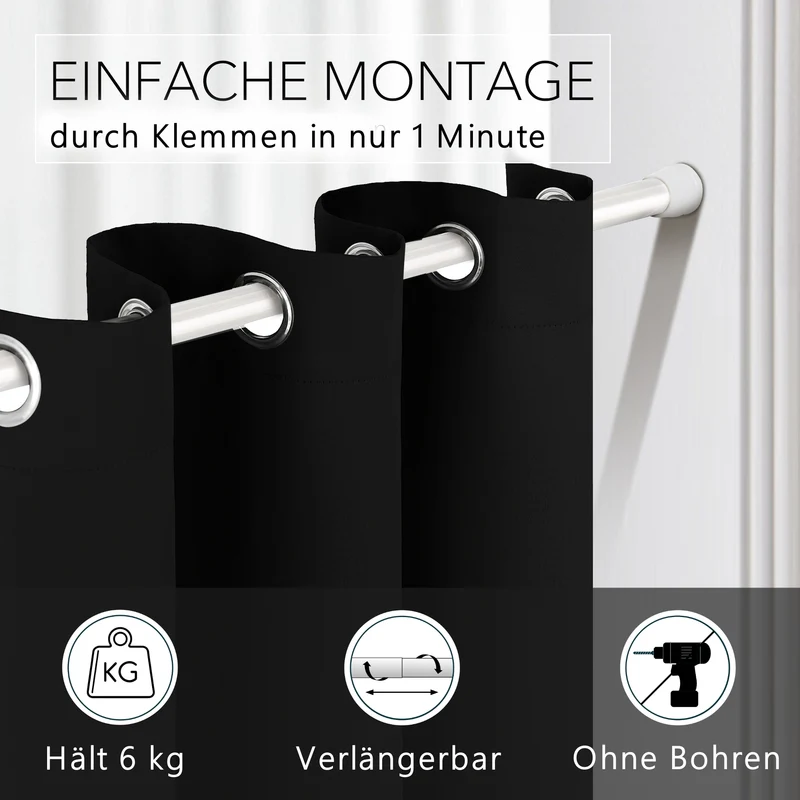 Türvorhang & Klemmstange weiß