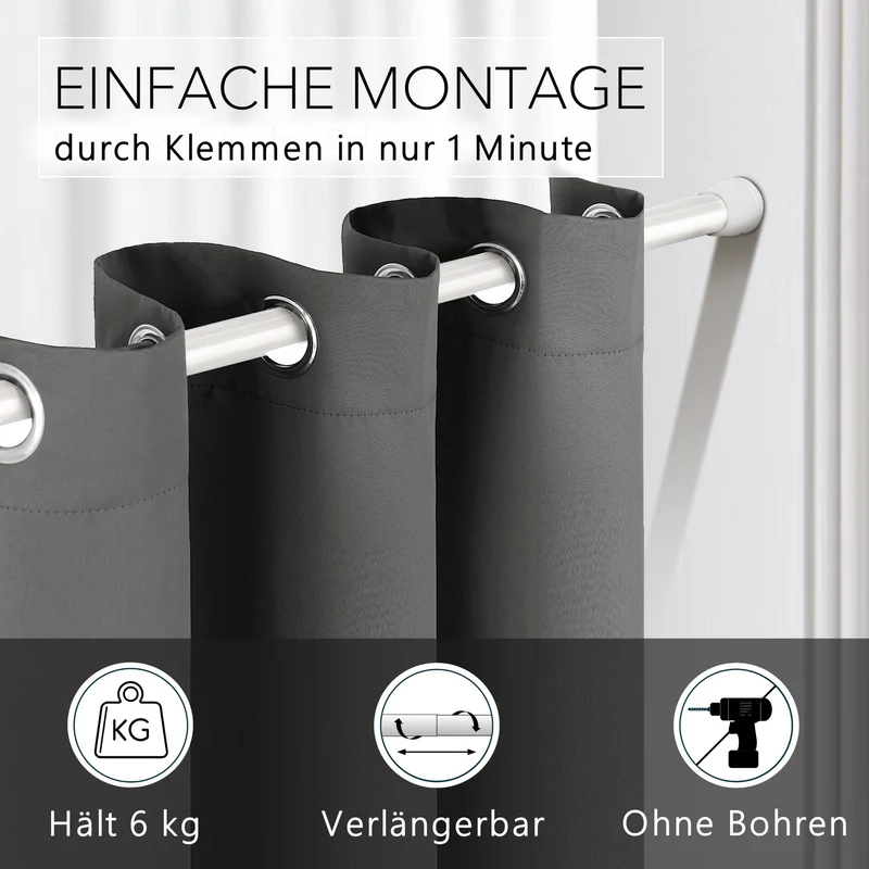 Türvorhang & Klemmstange weiß