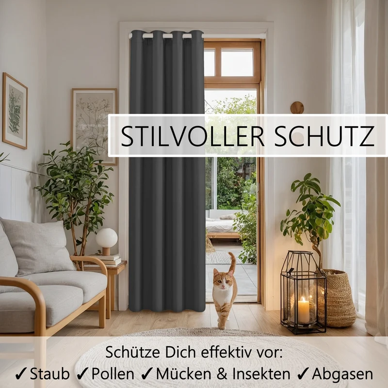 Türvorhang & Klemmstange weiß