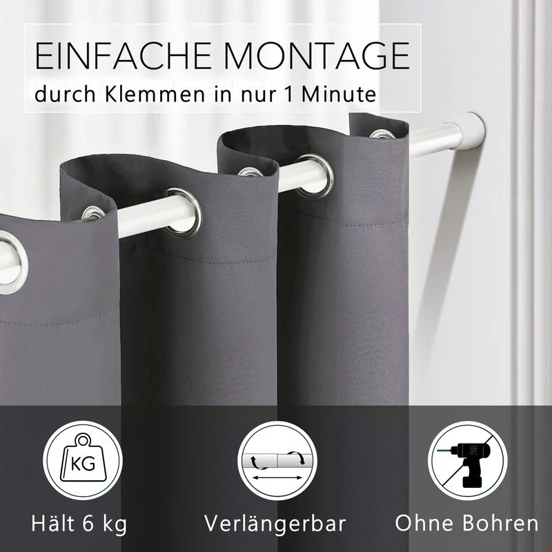 Türvorhang & Klemmstange weiß