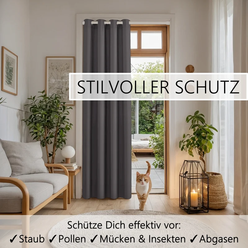 Türvorhang & Klemmstange weiß