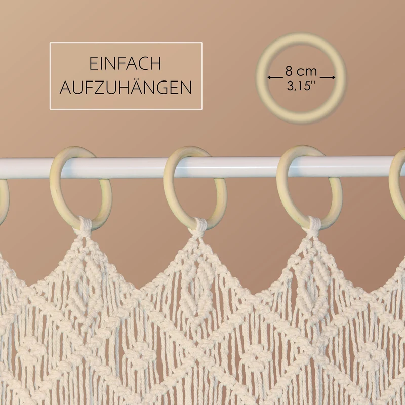 Makrameevorhang mit Stange