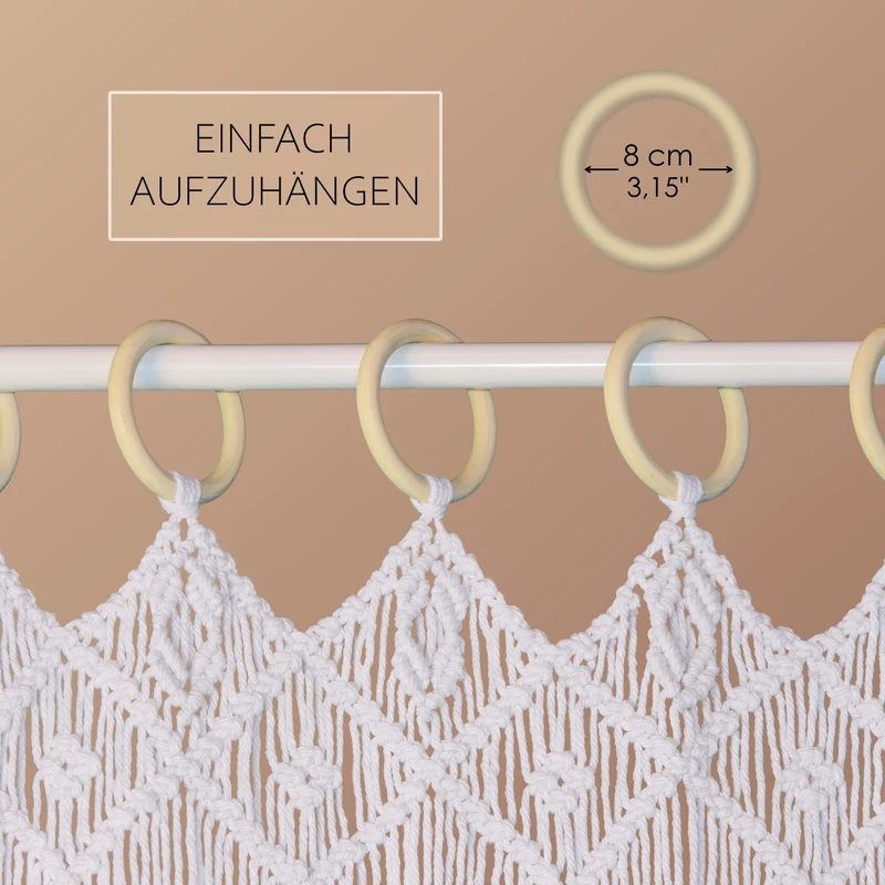 Makrameevorhang mit Stange