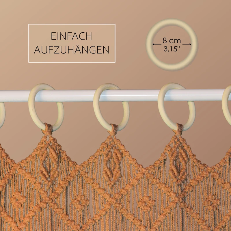 Makrameevorhang mit Stange