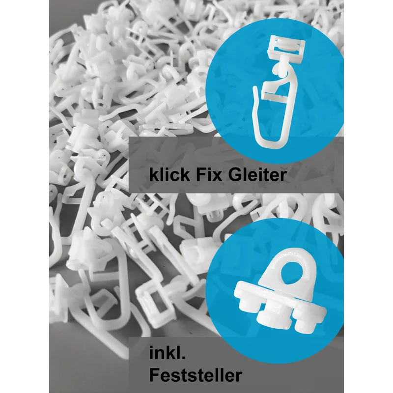 Klick-Fix-Gardinengleiter 6–6,5 mm mit Feststellern – Set