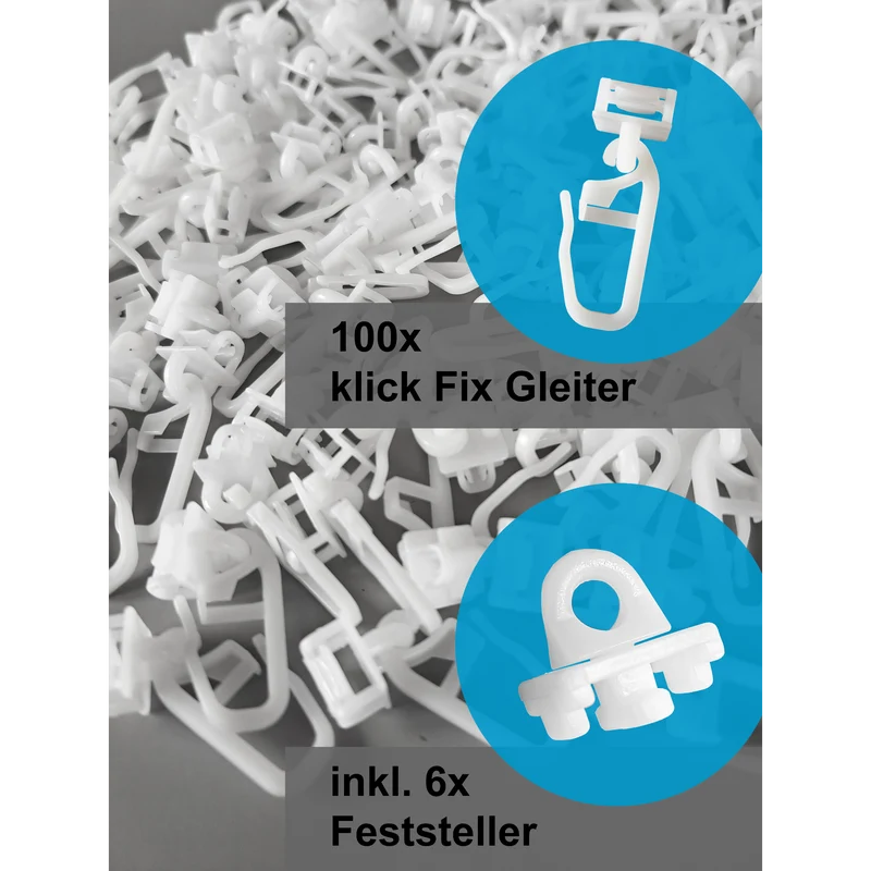 Klick-Fix-Gardinengleiter 6–6,5 mm mit Feststellern – Set