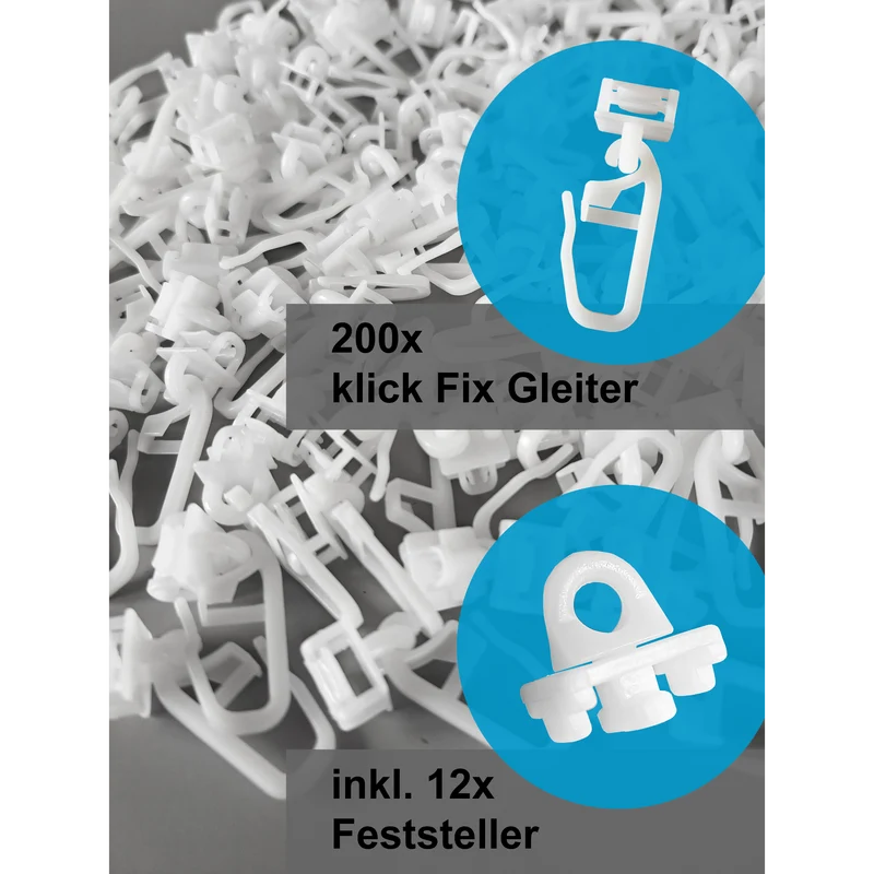 Klick-Fix-Gardinengleiter 6–6,5 mm mit Feststellern – Set