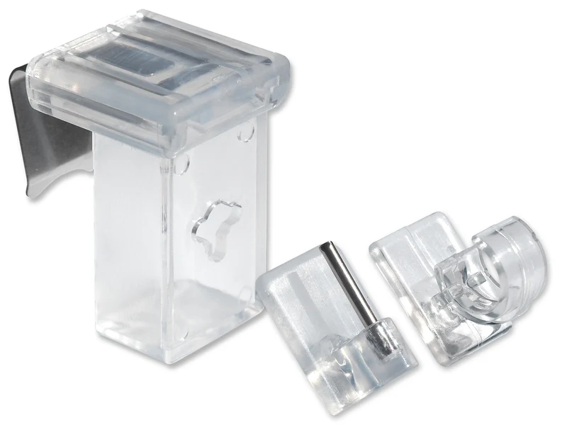 Fensterhaken 10–27 mm mit Wechselaufsätzen – Weiß/Transparent