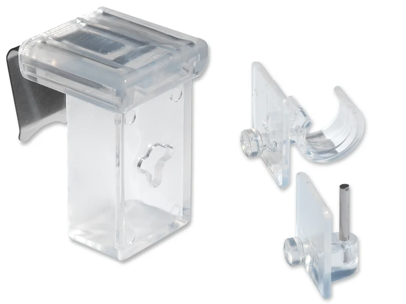 Fensterhaken 10–27 mm mit Wechselaufsätzen – Weiß/Transparent