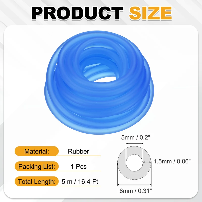 Fuel Line Hose Tube, Rubber Petrol Fuel Gas Line Pipe 3/16" ID 16.4ft, Blue