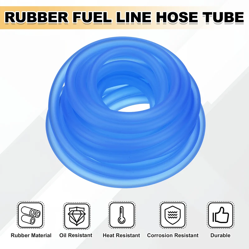 Fuel Line Hose Tube, Rubber Petrol Fuel Gas Line Pipe 3/16" ID 16.4ft, Blue