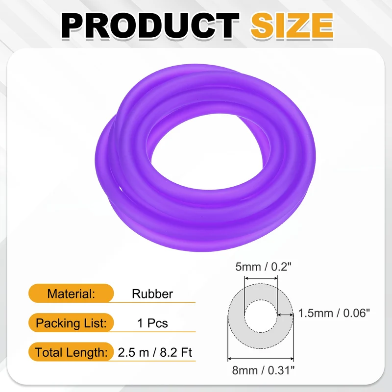 Fuel Line Hose Tube, Rubber Petrol Fuel Gas Line Pipe 3/16" ID 8.2ft, Purple