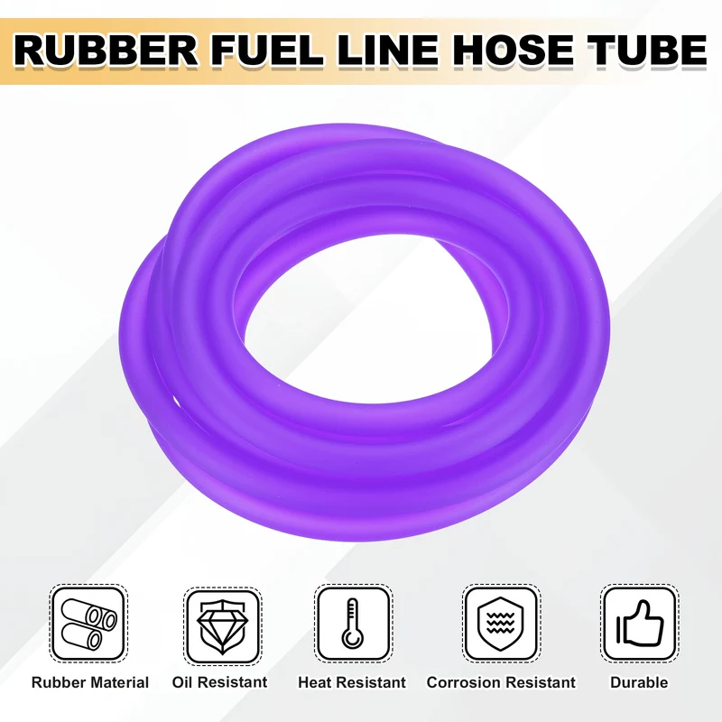 Fuel Line Hose Tube, Rubber Petrol Fuel Gas Line Pipe 3/16" ID 8.2ft, Purple