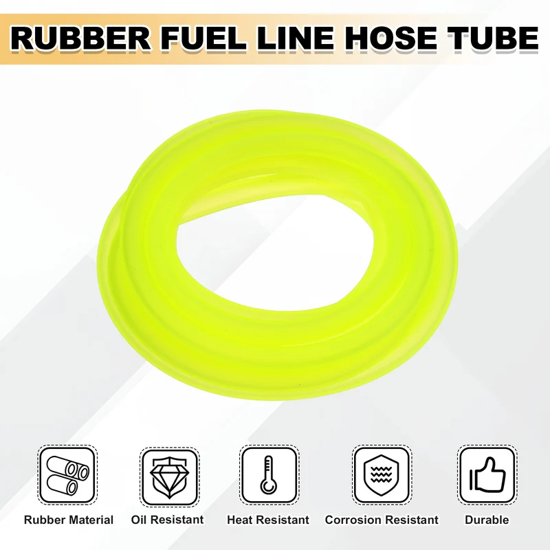 Fuel Line Hose Tube, Rubber Petrol Fuel Gas Line Pipe 3/16" ID 8.2ft, Yellow