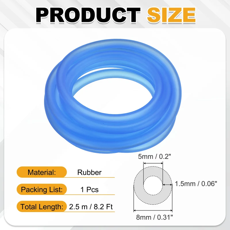 Fuel Line Hose Tube, Rubber Petrol Fuel Gas Line Pipe 3/16" ID 8.2ft, Blue