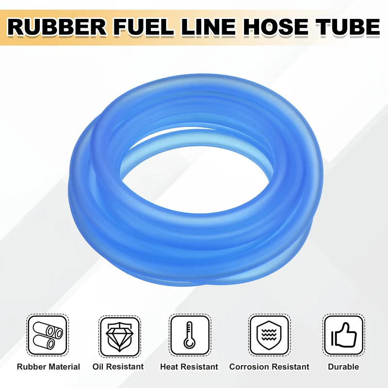 Fuel Line Hose Tube, Rubber Petrol Fuel Gas Line Pipe 3/16" ID 8.2ft, Blue