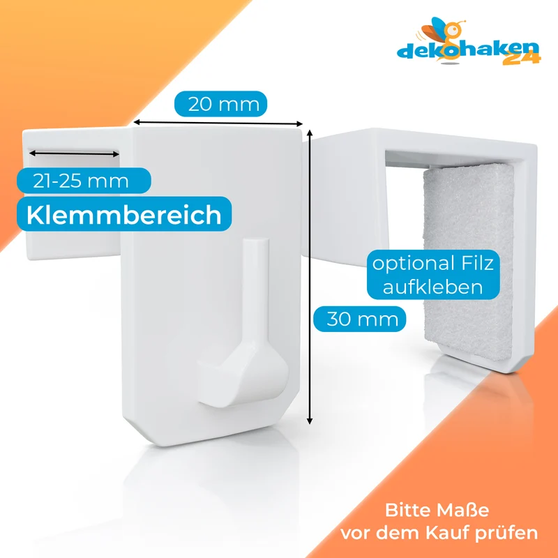 Fensterhaken 15–25 mm aus Kunststoff – Weiß oder Transparent