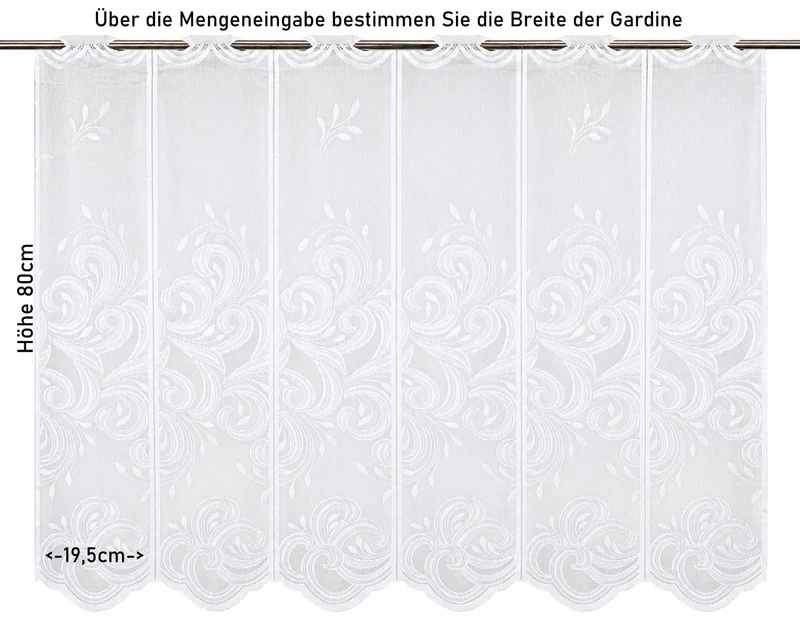 nach Maß Scheibengardine Jacquard weiß Ornament Höhe 80/100/120cm 7046