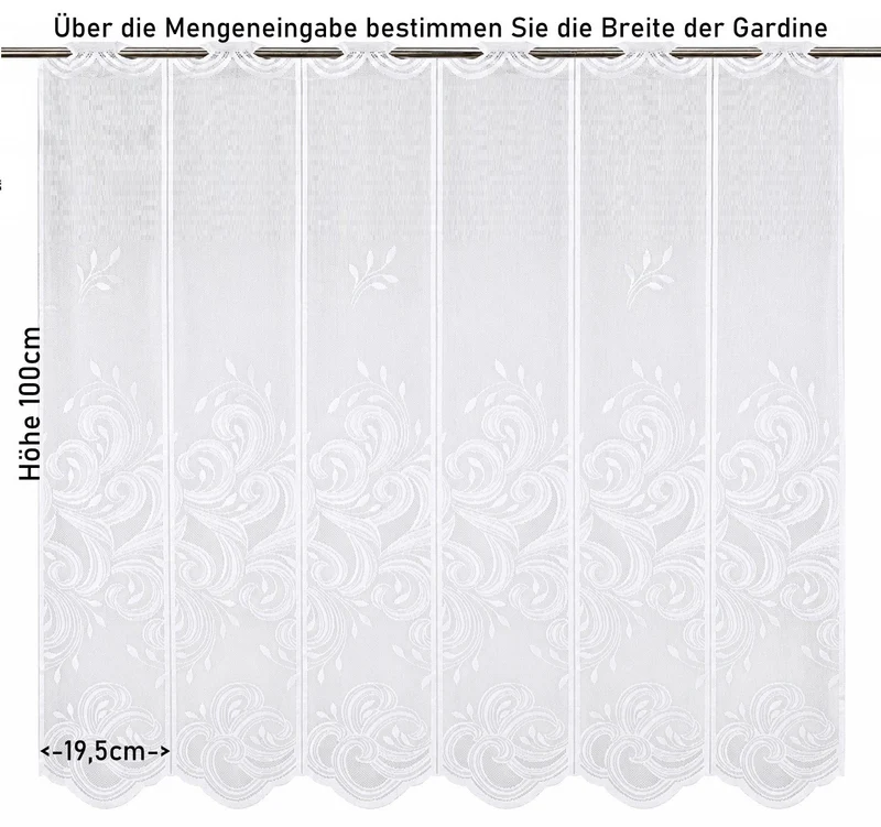 nach Maß Scheibengardine Jacquard weiß Ornament Höhe 80/100/120cm 7046