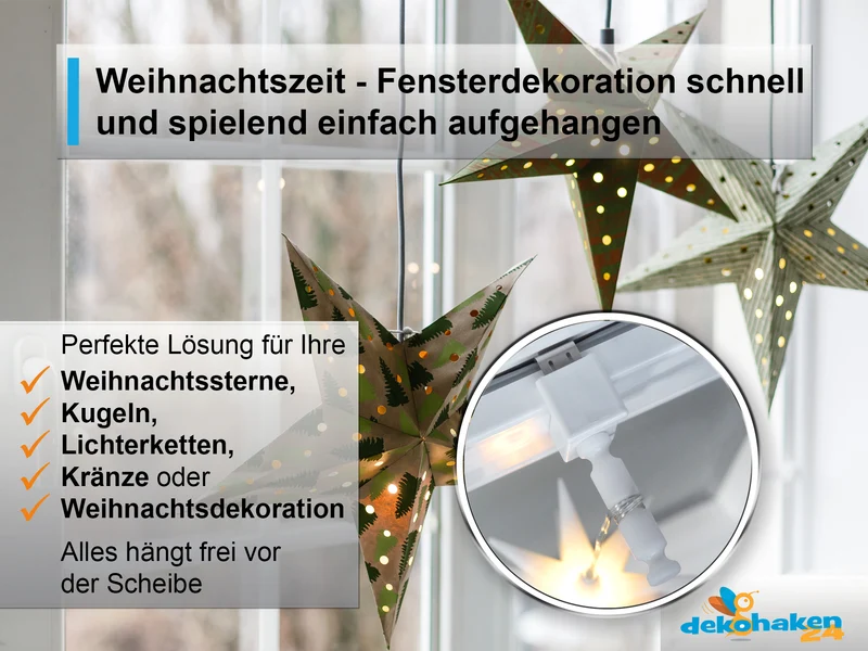 Fensterhaken/Dekohaken mit Distanzhalter, Größe M, Klemmbereich 10-27 mm