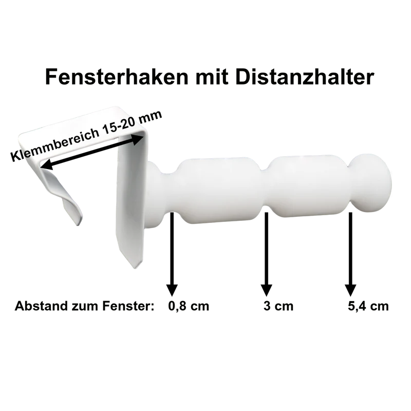 Fensterhaken mit Distanzhalter 15–25 mm – bis 5,4 cm Abstand