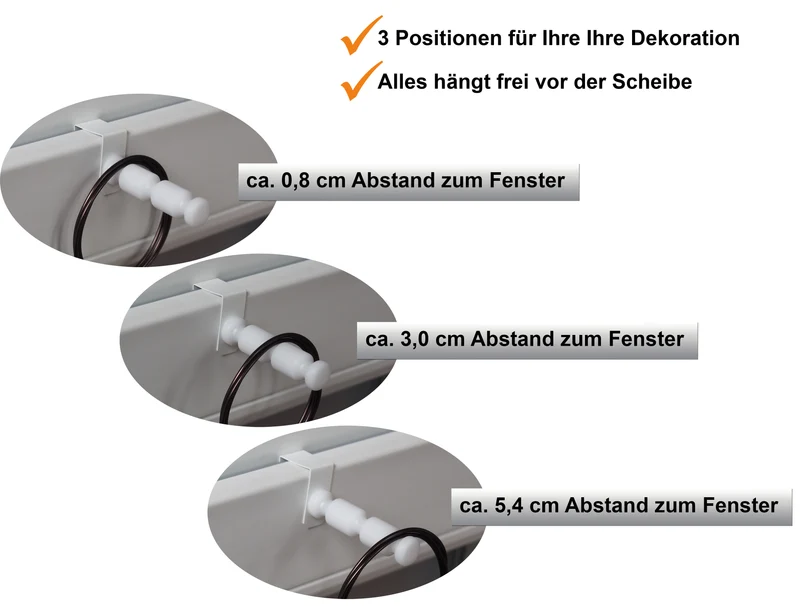 Fensterhaken mit Distanzhalter 15–25 mm – bis 5,4 cm Abstand
