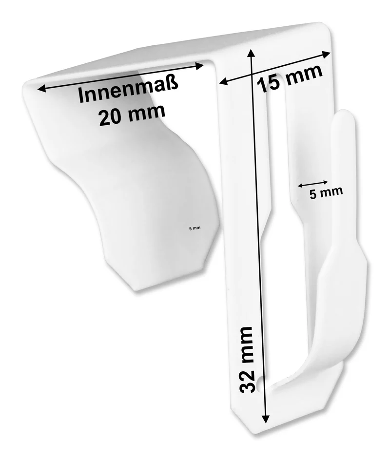 Schmaler Fensterhaken 10–25 mm für Fensterdeko & Vitragestangen