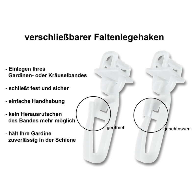Klick Fix Gardinengleiter für Gardinenschienen mit 6 -6,5 mm Laufnut