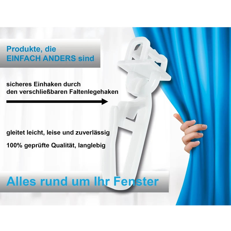 Klick Fix Gardinengleiter für Gardinenschienen mit 6 -6,5 mm Laufnut