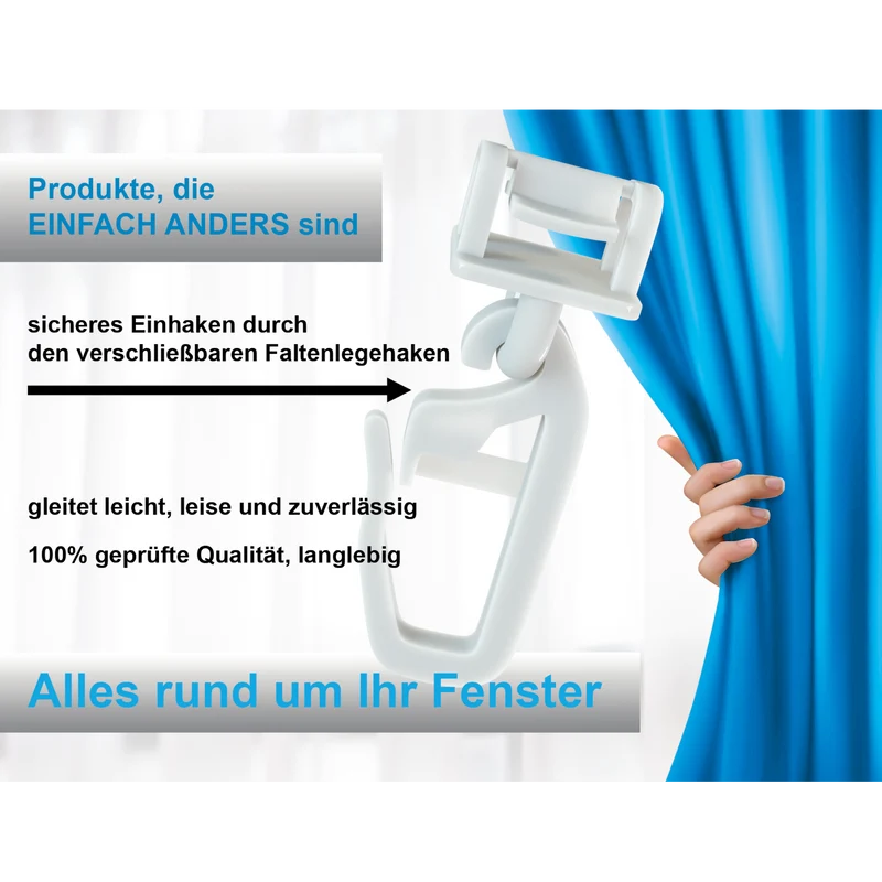 Klick Fix Gardinengleiter für Piccolo Gardinenschienen mit 3,2 - 4 mm Laufnut