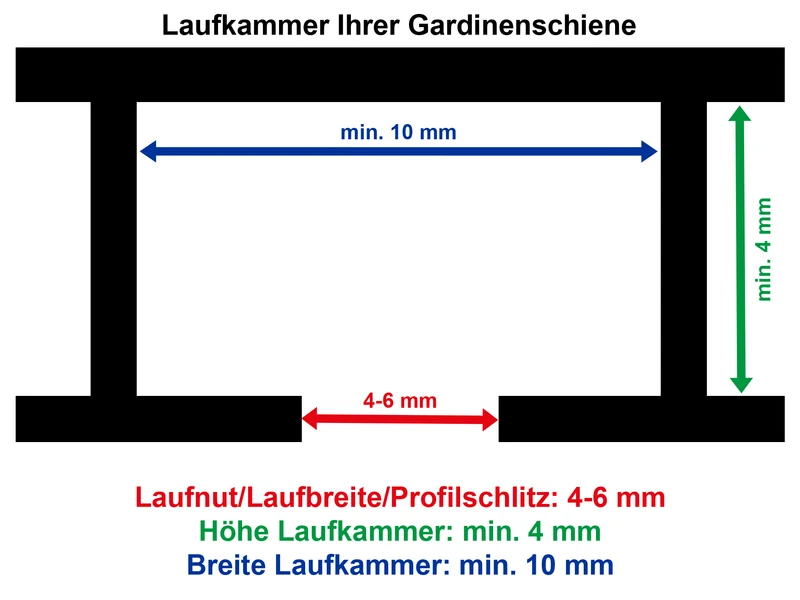 Flachkopfgleiter 11 × 9 mm mit verschließbarem Faltenlegehaken