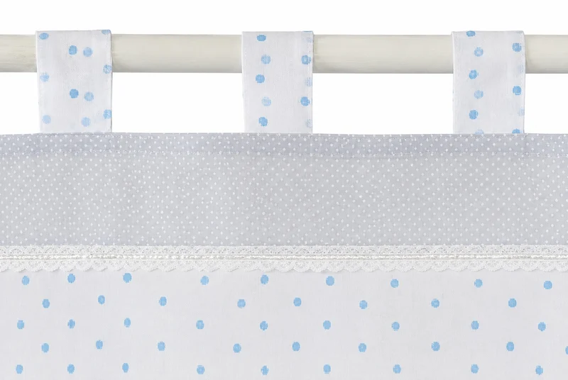 Scheibengardine Schlaufen Panneaux Kleinfenster HxB 48x140 blau Perlen Bistro