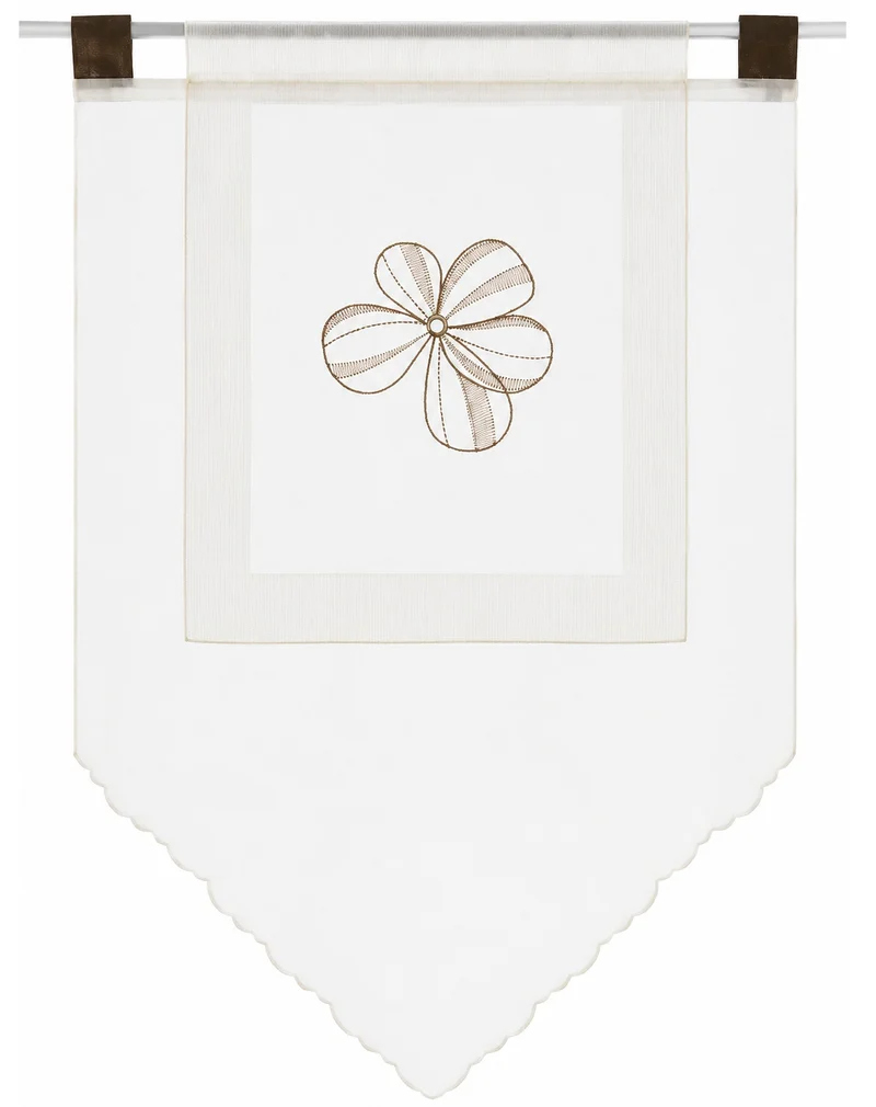 Design Kuvert Blume bestickt taupe Lagenoptik BxH 60x90cm Scheibengardine 2230