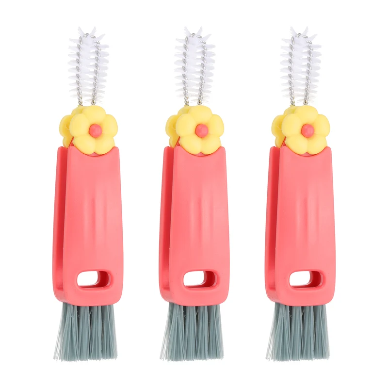 3pcs Cup Lid Cleaning Brush, Flower Water Bottle Cleaner Brush Red